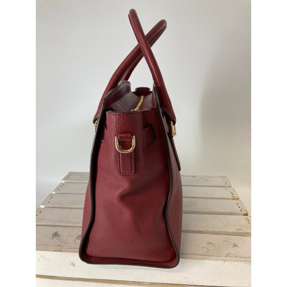 MICHAEL KORS, LARGE WINE LEATHER HANDBAG WITH LOCK CHARM. - Picture 4 of 16